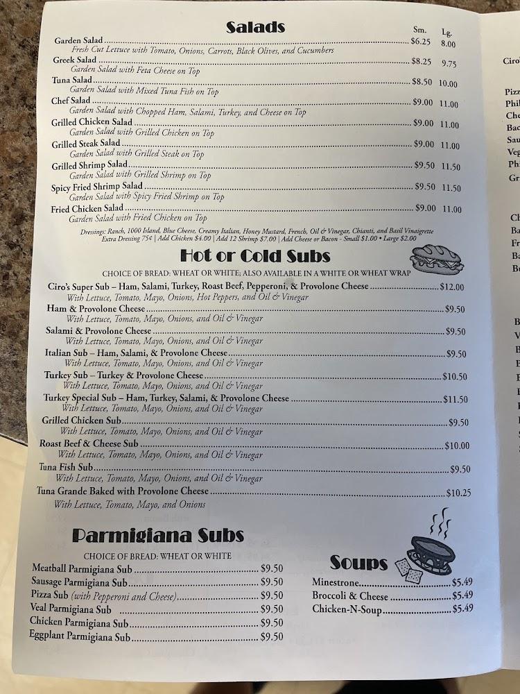 Ciro's Italian Family Restaurant Menu image 2