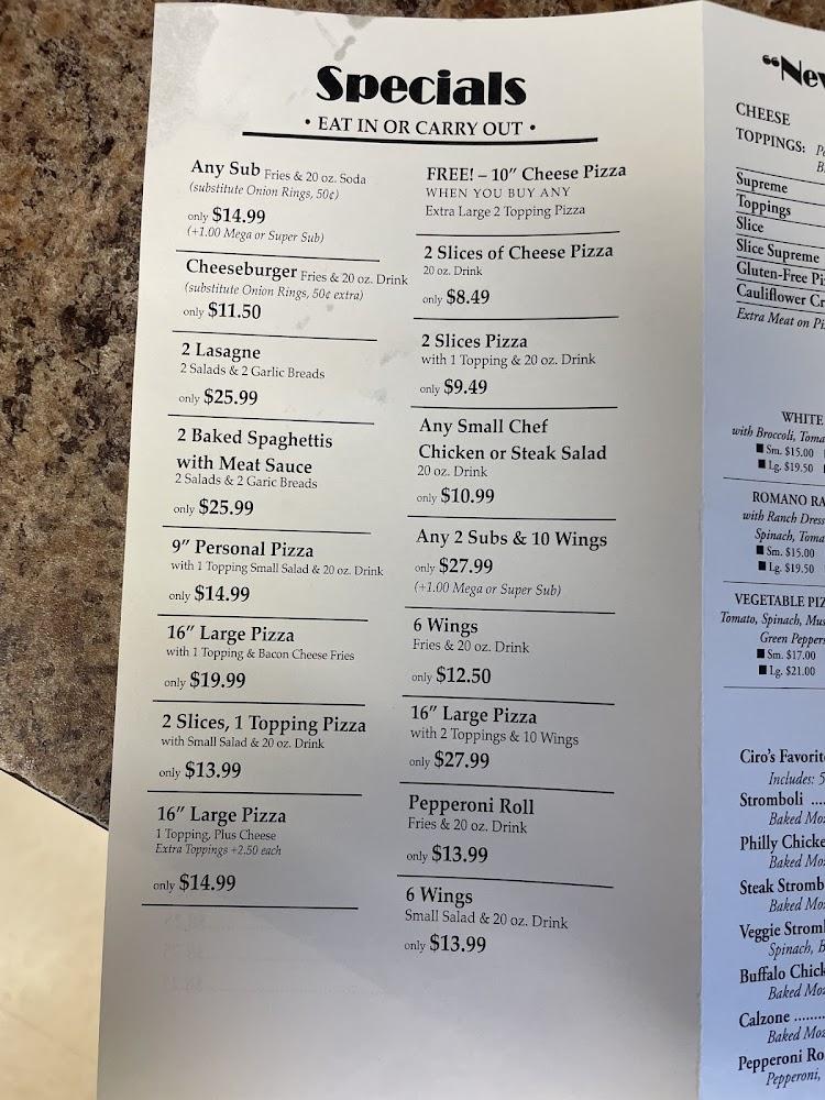 Ciro's Italian Family Restaurant Menu image 3